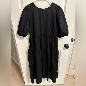 Black Midi Dress with Pockets